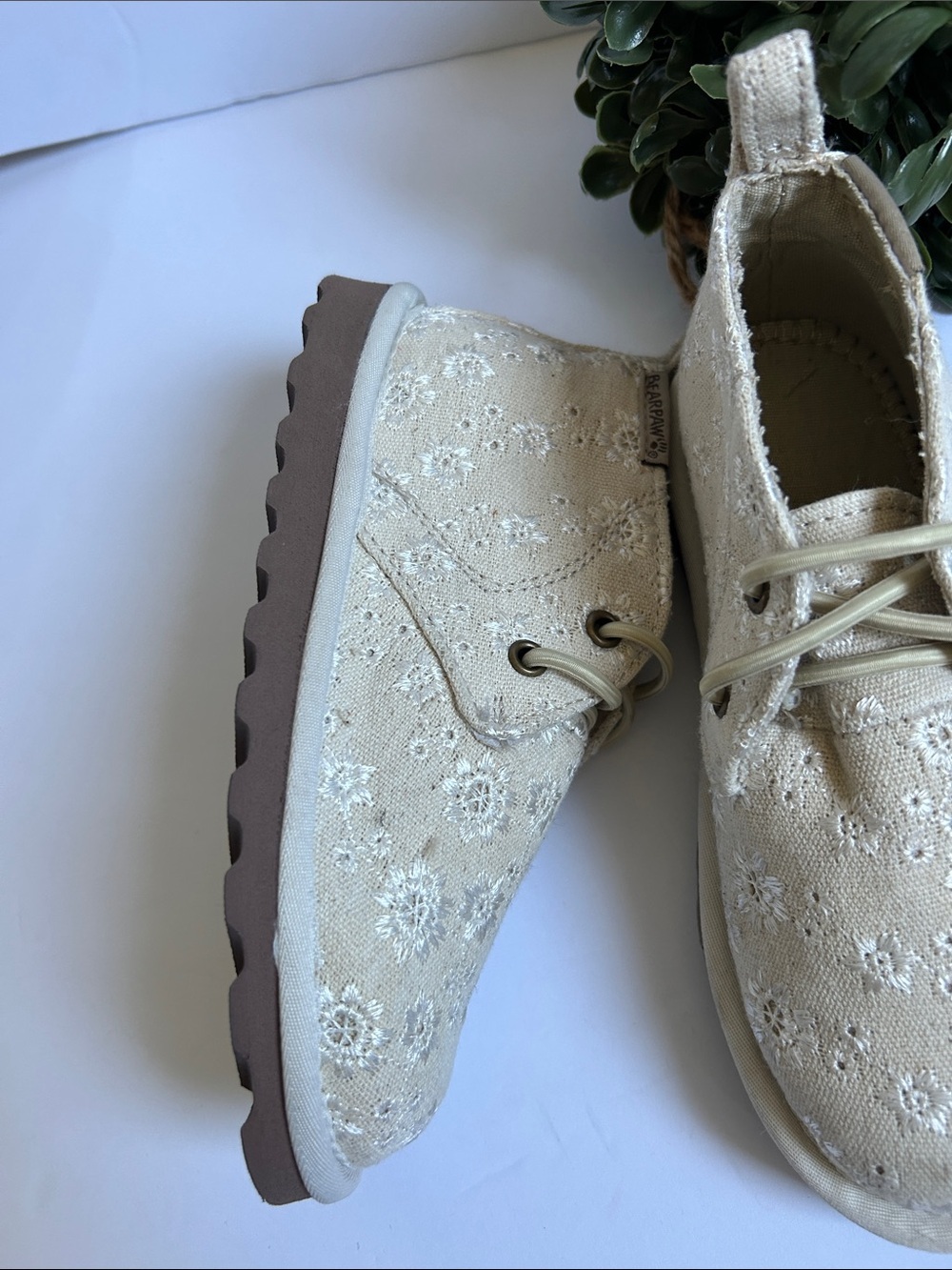 BearPaw Kids Cream Floral Canvas Ankle Boots - Picture 4 of 10